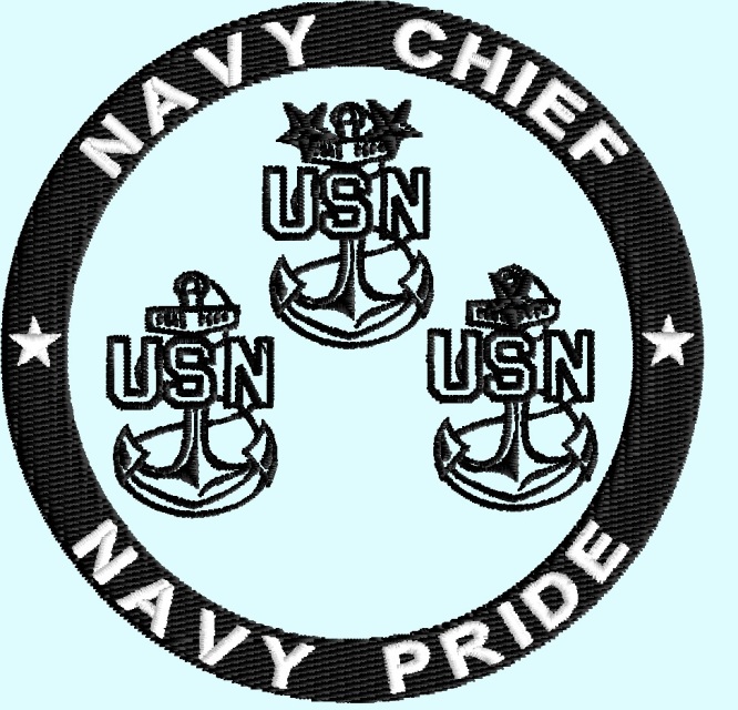 Chief Navy Pride logo, 3 sizes, machine embroidery design